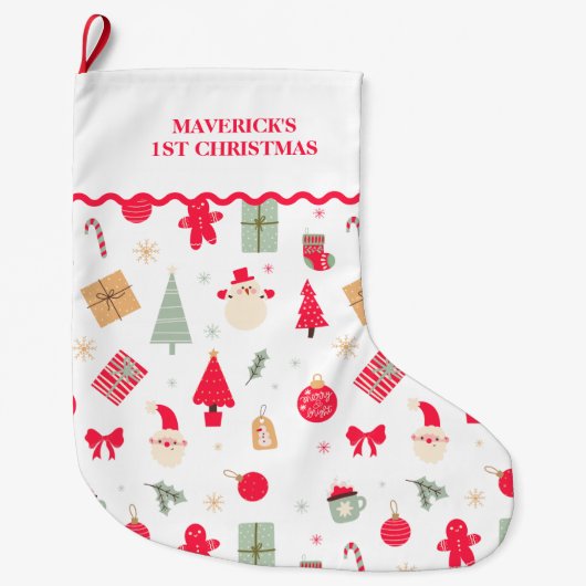 Weihnachten Was Spaß Erste Weihnachten Großer Weihnachtsstrumpf (Vorderseite)