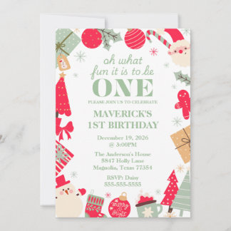 Weihnachten Was Spaß zum ersten Geburtstag Einladung