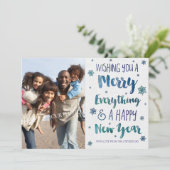 Weihnachten Wasserfarbe Blau Moderne Schneeballkar (Stehend Vorderseite)