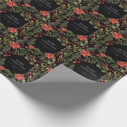 Weihnachten Wasserfarbe Blumengrün Botanisch Geschenkpapier (Ecke)