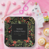 Weihnachten Wasserfarbe Blumengrün Familie Pappteller (Party)