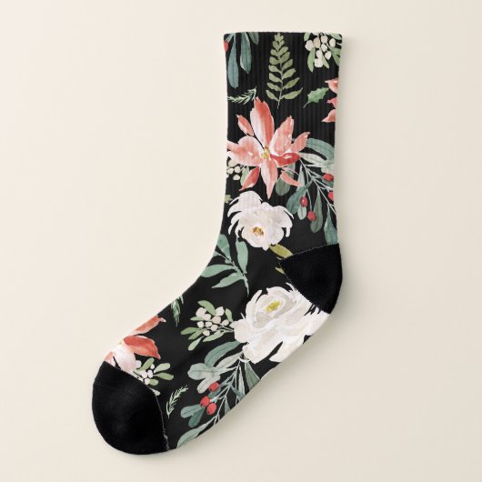 Weihnachten Wasserfarbe Blumenkohl Feiertag Socken (Links - Außen)