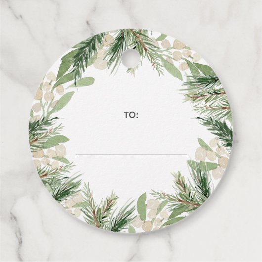 Weihnachten Wasserfarbe Blumenmassgeschneiderter U Geschenkanhänger (Rückseite)