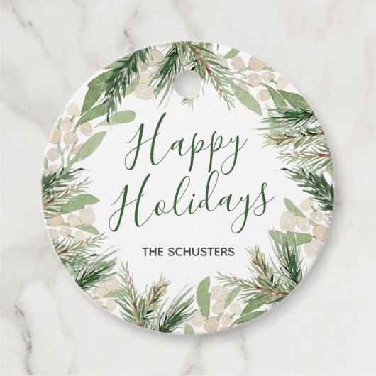 Weihnachten Wasserfarbe Blumenmassgeschneiderter U Geschenkanhänger (Vorderseite)