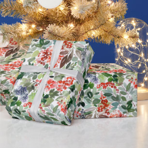 Weihnachten Wasserfarbe Foliage Stechpalme Beere U Geschenkpapier