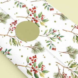 Weihnachten Wasserfarbe Grün Rot Holly Seidenpapier