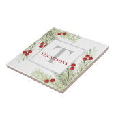 Weihnachten Wasserfarbe Holly Berries Pine Grüne Fliese (Seite)