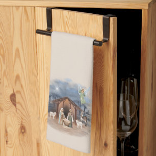 Weihnachten Wasserfarbe Jesus Geburt  Geschirrtuch