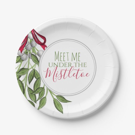 Weihnachten Wasserfarbe Moderne Rustikale Mistleto Pappteller (Vorderseite)
