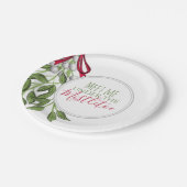 Weihnachten Wasserfarbe Moderne Rustikale Mistleto Pappteller (Schrägansicht)