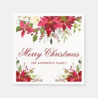 Weihnachten Wasserfarbe Poinsettia Blumenroter Nam