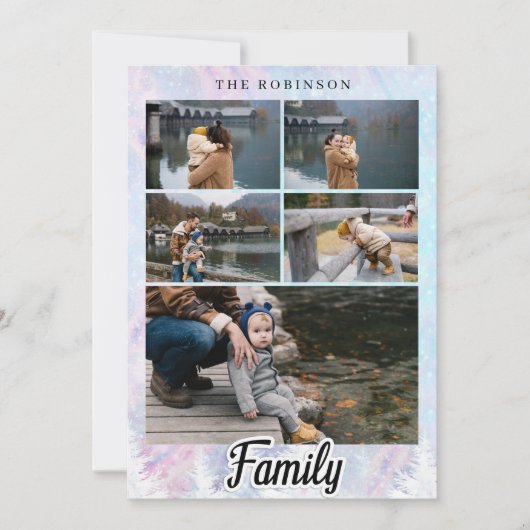 Weihnachten Wasserfarbe Rosa Blaue Schneebäume Karte (Vorderseite)