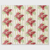 Weihnachten Wasserfarbe Rote Blütenblätter Gold St Geschenkpapier (Flach)