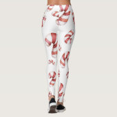 Weihnachten Wasserfarbe Rote Creme Candy Cane Leggings (Rückseite)