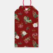 Weihnachten Wasserfarbe Rote Rose Blumengewächse Geschenkanhänger (Rückseite)