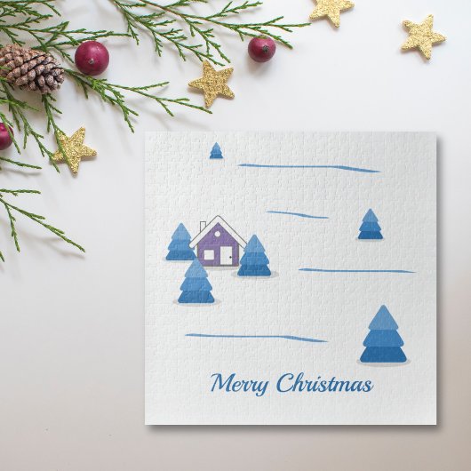 Weihnachten Wasserfarbe Schnee Landschaft Puzzle