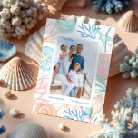 Weihnachten Wasserfarbe Seashell Zwei Foto<br><div class="desc">Wer braucht Schneeflocken, wenn man Muscheln hat? Capture a cool nautic lässig und Küsten-Flair dieses Ferien-Seesohn mit unserer Küste inspiriert Weihnachtskollektion. Wir bemalten handgemalte Aquarelltöne aus Meeresmuscheln in Foto-Rahmen in Schattierungen von Küstenblau, rosa, sandig weiß, Tees und Pfirsichfarben, um eine ruhige Küstenstraße zu schaffen, die die Ferienzeit verkörpert. Auf der...</div>