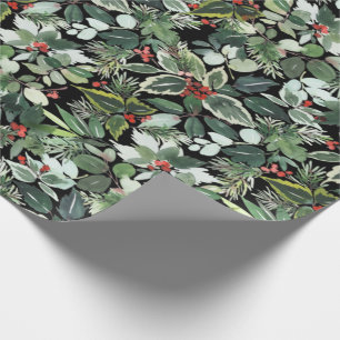 Weihnachten Wasserfarbe Stechpalmen-Beeren-Zweig U Geschenkpapier