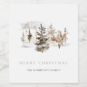 Weihnachten Wasserfarbe Winter Landschaft Flasche Weinetikett (Einzelnes Label)