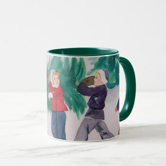 Weihnachten Wasserfarbe Zwei Tasse (VorderseiteRechts)