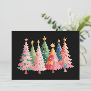 Weihnachten Wasserfarben Bäume Niedlich Xmas Rosa