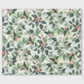 Weihnachten Wasserfarben Foliage Holly Berry Geschenkpapier (Flach)