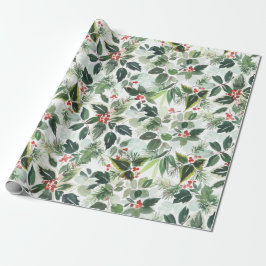 Weihnachten Wasserfarben Foliage Holly Berry Geschenkpapier