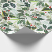 Weihnachten Wasserfarben Foliage Holly Berry Geschenkpapier (Ecke)