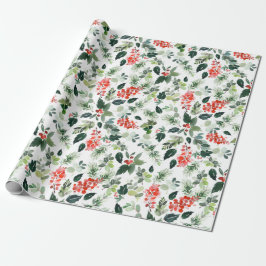 Weihnachten Wasserfarben Foliage Holly Berry Geschenkpapier