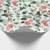 Weihnachten Wasserfarben Foliage Holly Berry Geschenkpapier (Ecke)