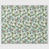 Weihnachten Wasserfarben Foliage Holly Berry Geschenkpapier (Flach)