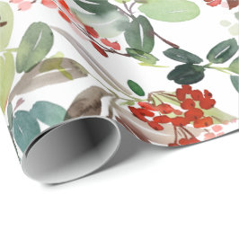 Weihnachten Wasserfarben Foliage Holly Berry Geschenkpapier