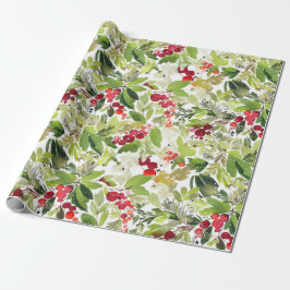 Weihnachten Wasserfarben Foliage Holly Berry Geschenkpapier