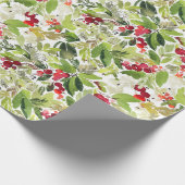 Weihnachten Wasserfarben Foliage Holly Berry Geschenkpapier (Ecke)