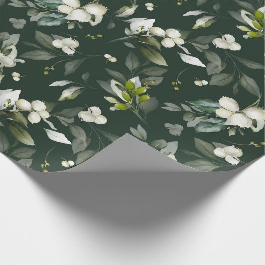 Weihnachten Wasserfarben Foliage Holly Berry Geschenkpapier (Ecke)