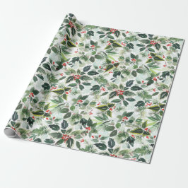 Weihnachten Wasserfarben Foliage Holly Berry Geschenkpapier