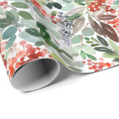 Weihnachten Wasserfarben Folies Holly Berry Holida Geschenkpapier (Rolleneckpunkt)