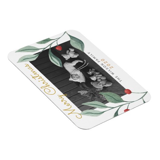 Weihnachten Wasserfarben Grün & Berry Magnet (Rechte Seite)