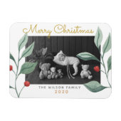 Weihnachten Wasserfarben Grün & Berry Magnet (Horizontal)