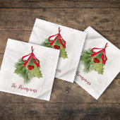 Weihnachten Wasserfarben Grün Holiday Holly Berry Serviette