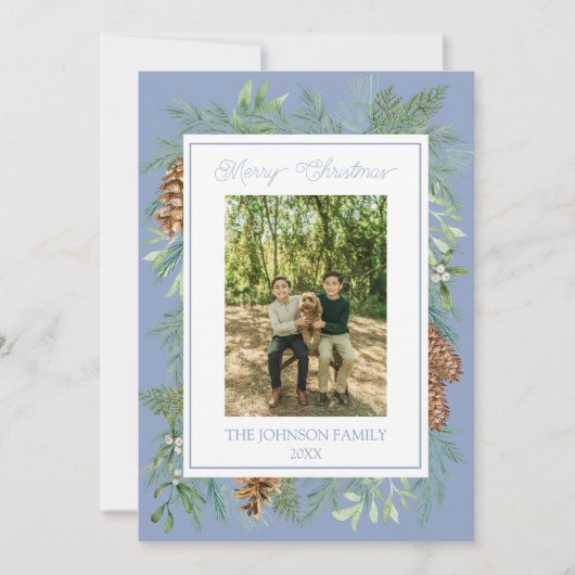 Weihnachten Wasserfarben Grüne Botanische Dusty Bl (Vorderseite)