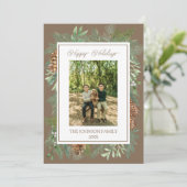 Weihnachten Wasserfarben Grüne Botanische Taupe (Stehend Vorderseite)