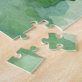 Weihnachten Wasserfarben Pine Trees Blue Green Puzzle (Seite)