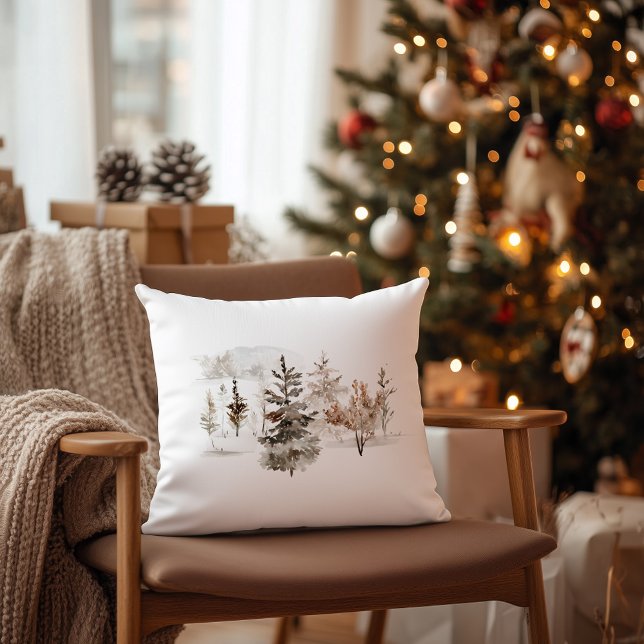 Weihnachten Wasserfarben Winterlandschaft Kissen (Von Creator hochgeladen)