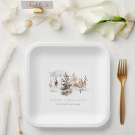 Weihnachten Wasserfarben Winterlandschaft Pappteller