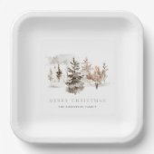 Weihnachten Wasserfarben Winterlandschaft Pappteller (Vorderseite)