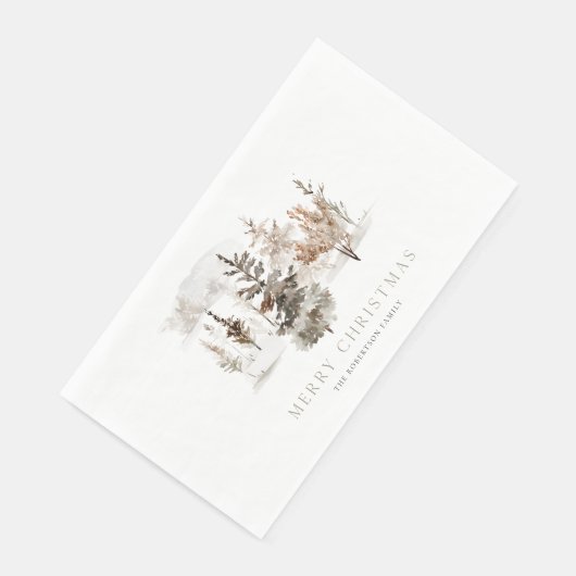 Weihnachten Wasserfarben Winterlandschaft Serviette (Ecke)