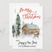 Weihnachten Wasserfarben Winterwaldlandhütte (Vorne/Hinten)