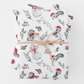 Weihnachten Wasserfarbene Pinguine Sleigh Tree Geschenkpapier Set (Beispiel)