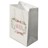 Weihnachten Wasserfarbene rote Bows Traditionelle Mittlere Geschenktüte (Vorderseite Schrägansicht)